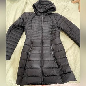 Lululemon black down jacket, mid thigh length